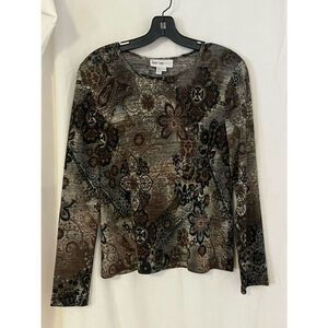 LANA LEE Womens Mandala Floral Patterned Long Sleeved Top